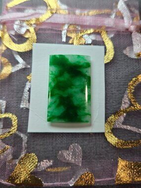 Vintage Green Jade Rectangle Plaque | Polished Stone for Pendant or Collection